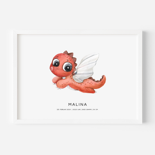 Kinderbild Drache personalisiert