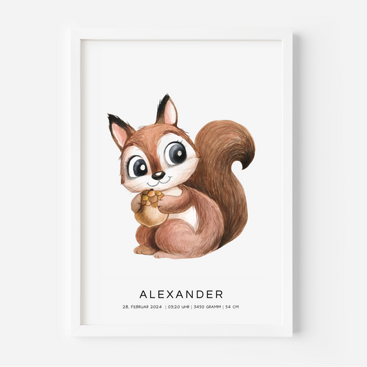 Kinderbild Eichhörnchen personalisiert